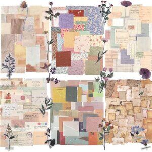 445 PCS Vintage Scrapbook Paper Journaling Scrapbooking Supplies Kit Aesthetic